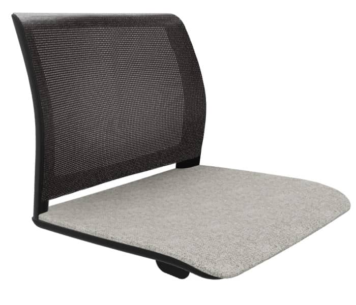 Siège pour poutre Annone : dossier résille noir et assise tissu gris