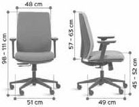 Sch&eacute;ma du si&egrave;ge de direction Ararat : vues de face et de profil avec cotes, hauteur 98-111 cm