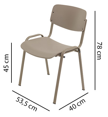 Sch&eacute;ma de la chaise Arcadia : vue en perspective avec cotes, hauteur 78 cm et assise 45 cm