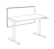 Sch&eacute;ma du bureau Arcalot &eacute;quip&eacute; d'un panneau &eacute;cran, vue en perspective