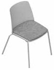 Chaise Barrine avec placet d'assise gris, coque et pi&eacute;tement chrom&eacute;, vue de trois-quarts