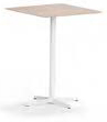Table haute Bassia, plateau carré en bois, piétement central croix coloris blanc