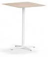 Table haute Bassia, plateau carré en bois, piétement central croix coloris blanc, vue de trois-quarts