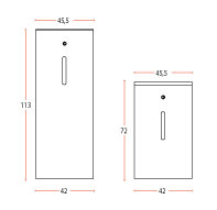 Sch&eacute;ma caissons Cidacos, hauteurs 113 et 72 cm, largeur 42 cm