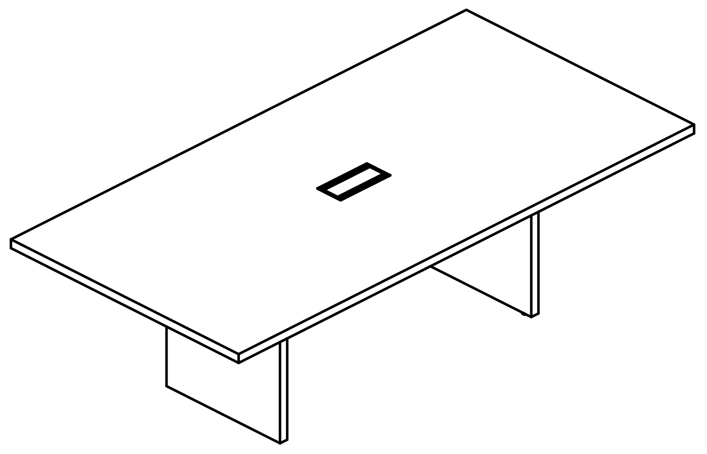 Sch&eacute;ma table de r&eacute;union Civetta rectangulaire 240 cm, trappe centrale