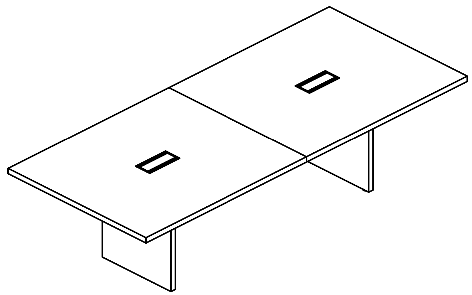 Sch&eacute;ma table de r&eacute;union Civetta rectangulaire 280 cm, deux trappes