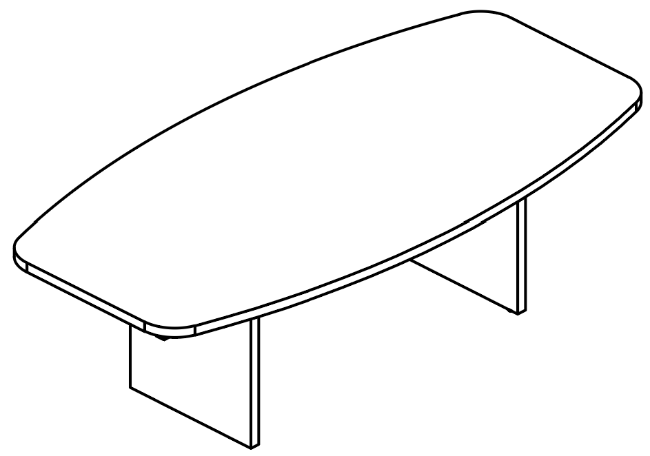 Sch&eacute;ma table de r&eacute;union Civetta tonneau 240 cm, vue perspective