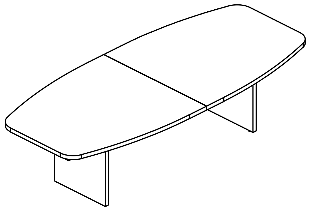 Sch&eacute;ma table de r&eacute;union Civetta tonneau 280 cm, vue perspective
