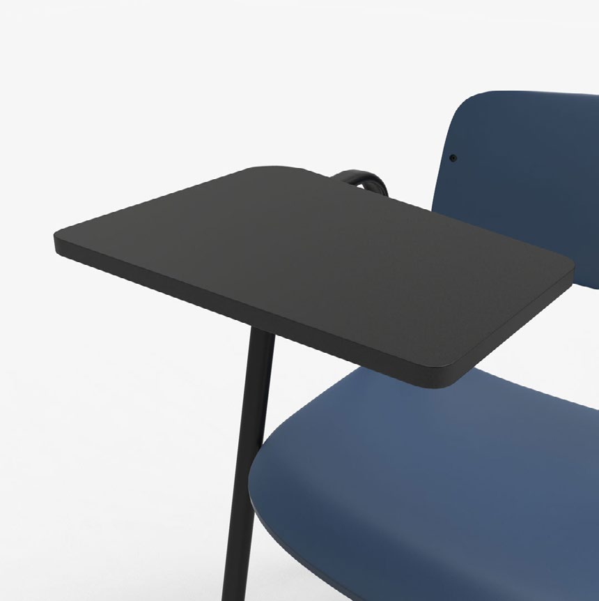 Chaise Cofio Meet bleue avec tablette &eacute;critoire noire
