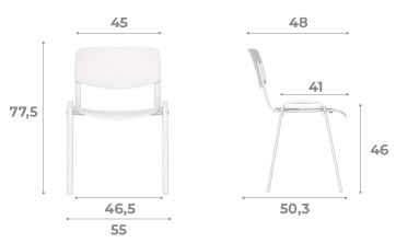 Sch&eacute;ma chaise Cofio, hauteur 77,5 cm, assise 46 cm, largeur 55 cm