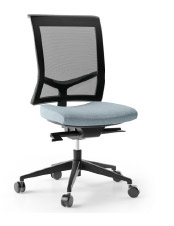 Si&egrave;ge de bureau Dusia, dossier r&eacute;sille noir et assise bleue, sans accoudoirs, base noire