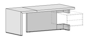 Schema bureau Esino Imperial avec retour, vue en perspective et montage