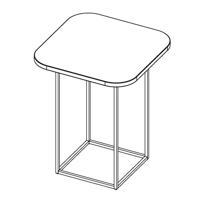Table d'appoint Eyasi carree, pietement metal luge, vue en perspective
