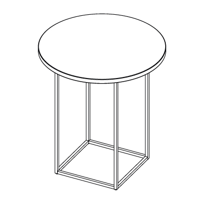 Table d'appoint Eyasi ronde, pietement metal luge, vue en perspective