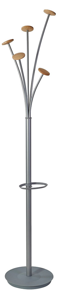 Portemanteau Fentale sur pied, pateres bois, base ronde noire, coloris 1