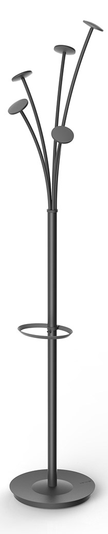 Portemanteau Fentale sur pied, pateres foncees, base ronde noire, coloris 4