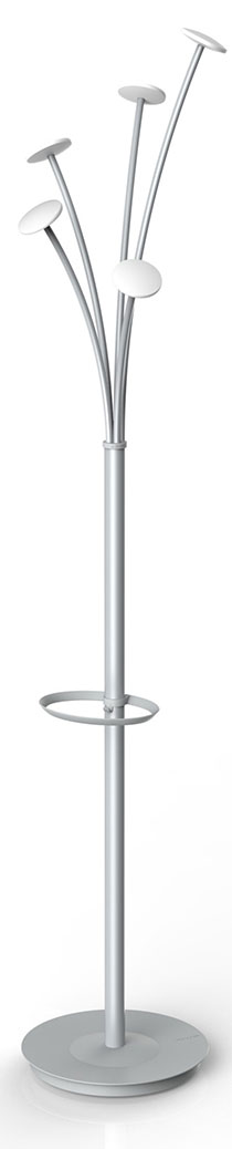 Portemanteau Fentale sur pied, pateres bois, base ronde grise, coloris 5