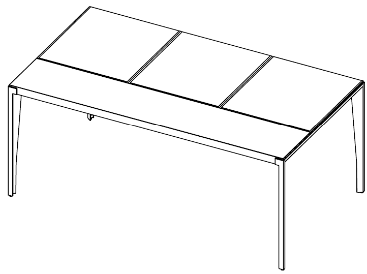 Bureau Forbes a plateau gaine cuir, vue en perspective