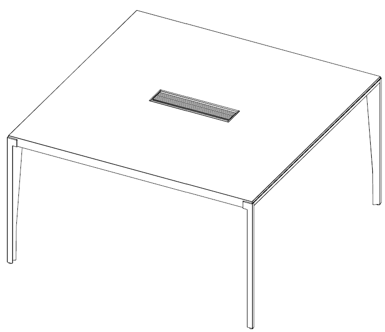 Table de reunion Forbes, plateau avec trappe a cables, vue en perspective