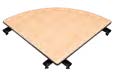 Table Fraser quart de rond, plateau bois sur roulettes, vue en perspective