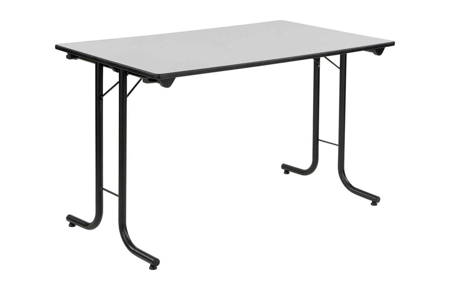Table pliante Fraser rectangulaire, pietement pliant a roulettes, vue en perspective
