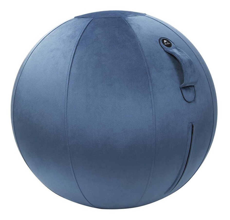 Ballon ergonomique Ball bleu prestige en velours, avec poign&eacute;e de transport