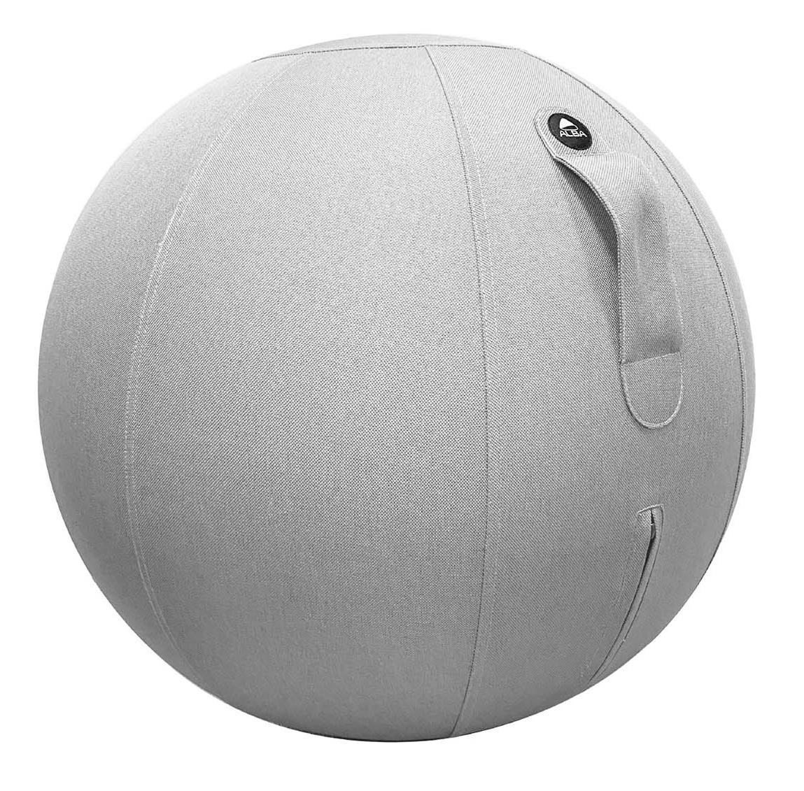 Ballon ergonomique Ball gris clair en tissu, avec poign&eacute;e de transport