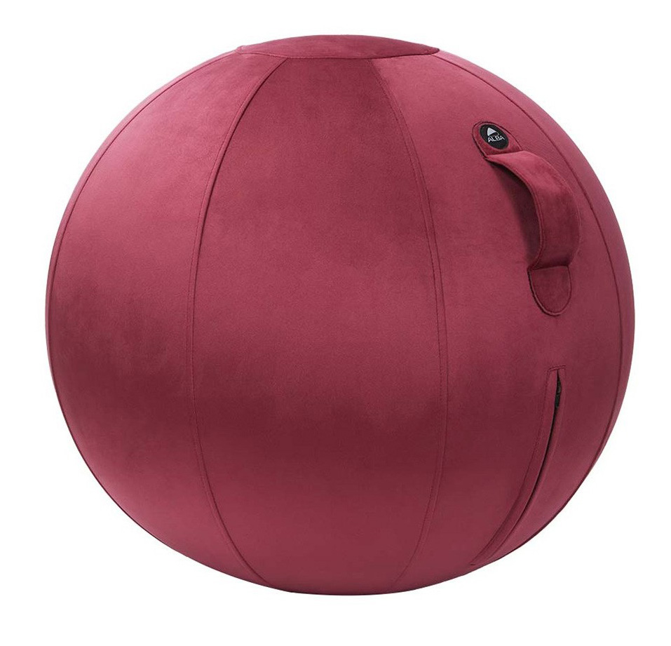 Ballon ergonomique Ball rouge saphir en velours, avec poign&eacute;e de transport