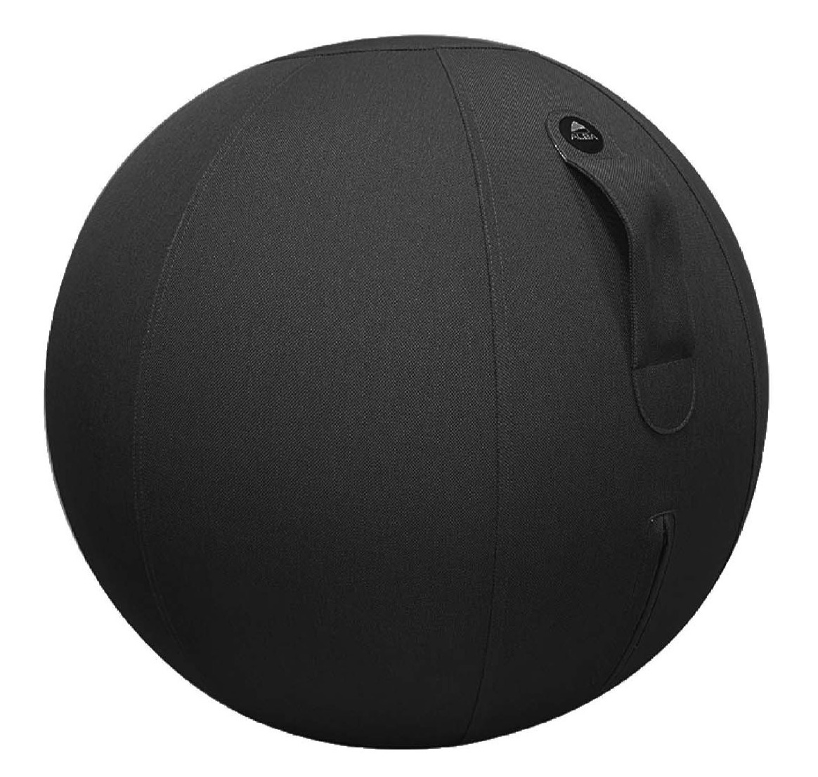 Ballon ergonomique Ergoball noir en tissu, avec poign&eacute;e de transport