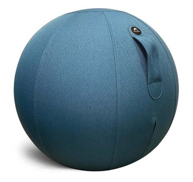 Ballon ergonomique Ergoball bleu canard en tissu, avec poign&eacute;e de transport