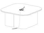 Sch&eacute;ma de la table basse Kipawa montrant le passe-c&acirc;ble int&eacute;gr&eacute; au plateau