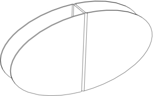Sch&eacute;ma de l'&eacute;cran acoustique Klero ovale, vue en perspective filaire