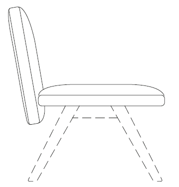 Schéma du fauteuil Laffrey sans accoudoir, vue de profil
