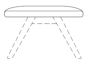 Schéma du pouf Laffrey, assise et piétement représentés en transparence
