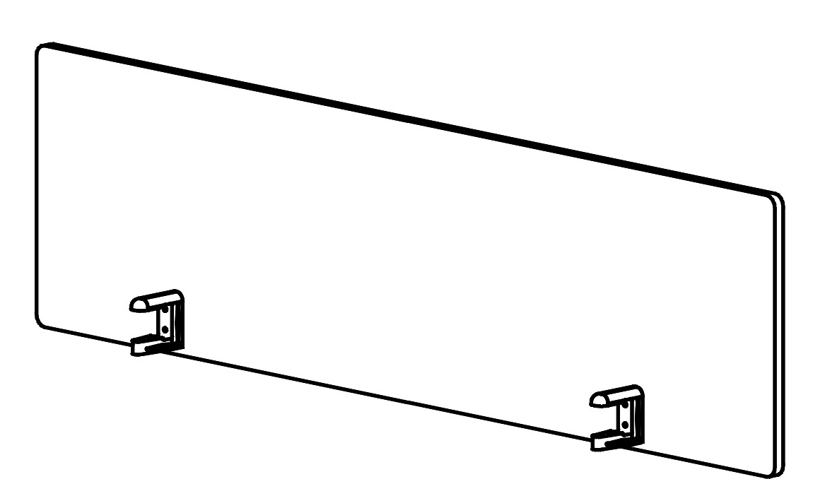 Sch&eacute;ma panneau s&eacute;parateur Lanoux avec pinces de fixation, vue en perspective