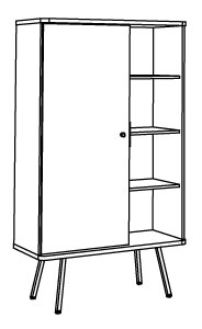 Sch&eacute;ma de l'armoire haute Lestio &agrave; 1 porte et colonne de niches, sur pieds