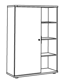 Sch&eacute;ma de l'armoire Lestio &agrave; 1 porte et niches ouvertes, sur socle