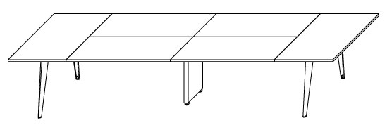 Schéma de la table de réunion Lierna à 6 plateaux, grand format