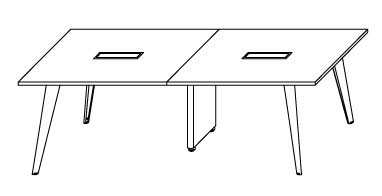 Schéma de la table de réunion Lierna à 2 plateaux avec passe-câbles