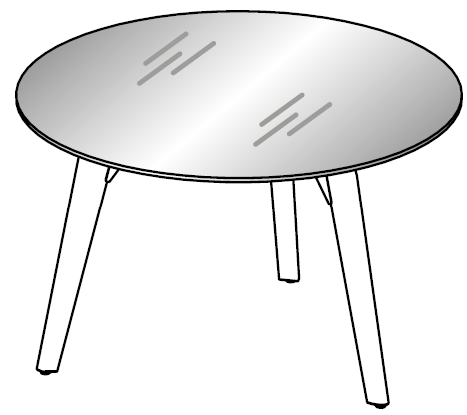 Schéma de la table ronde Longo Round Ø120 cm à plateau verre, piétement bois