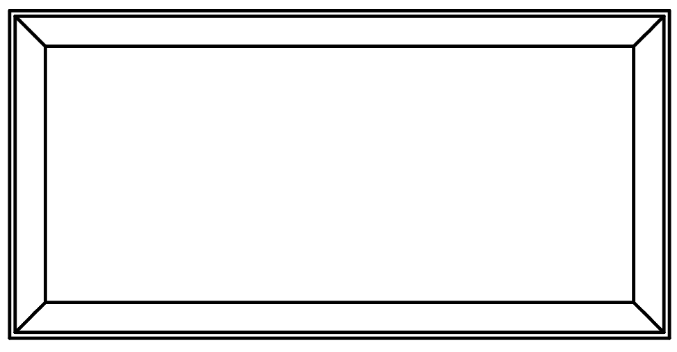 Schéma du plateau rectangulaire Lussari à chant biseauté, vue de dessus