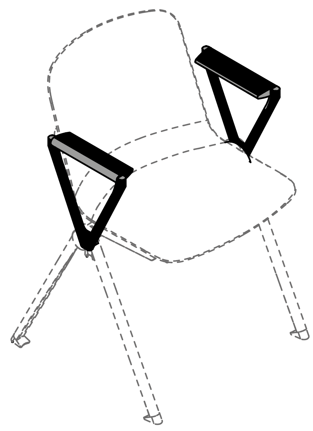 Sch&eacute;ma de la chaise Mafadi avec accoudoirs, vue de d&eacute;tail