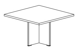 Schéma de la table Mediano carrée, piétement central en croix