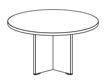 Schéma de la table Mediano Round ronde, piétement central en croix