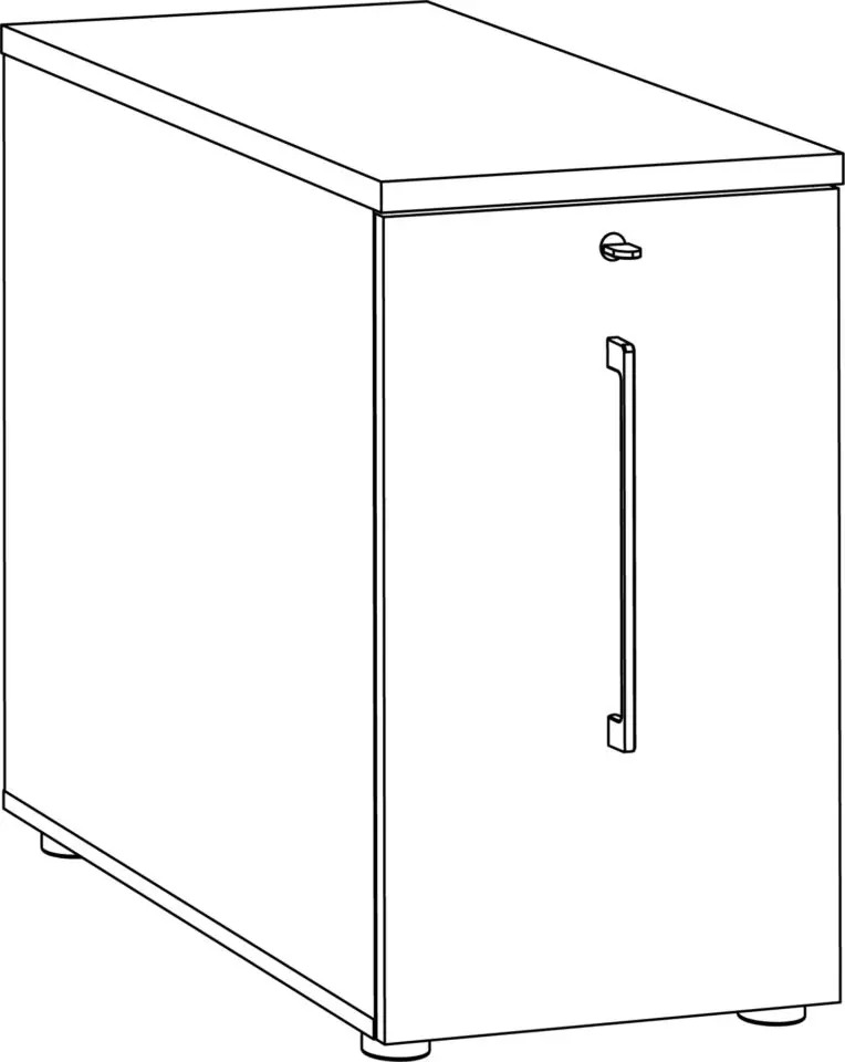 Sch&eacute;ma du meuble bas Menta &agrave; 1 porte battante avec poign&eacute;e, sur pieds