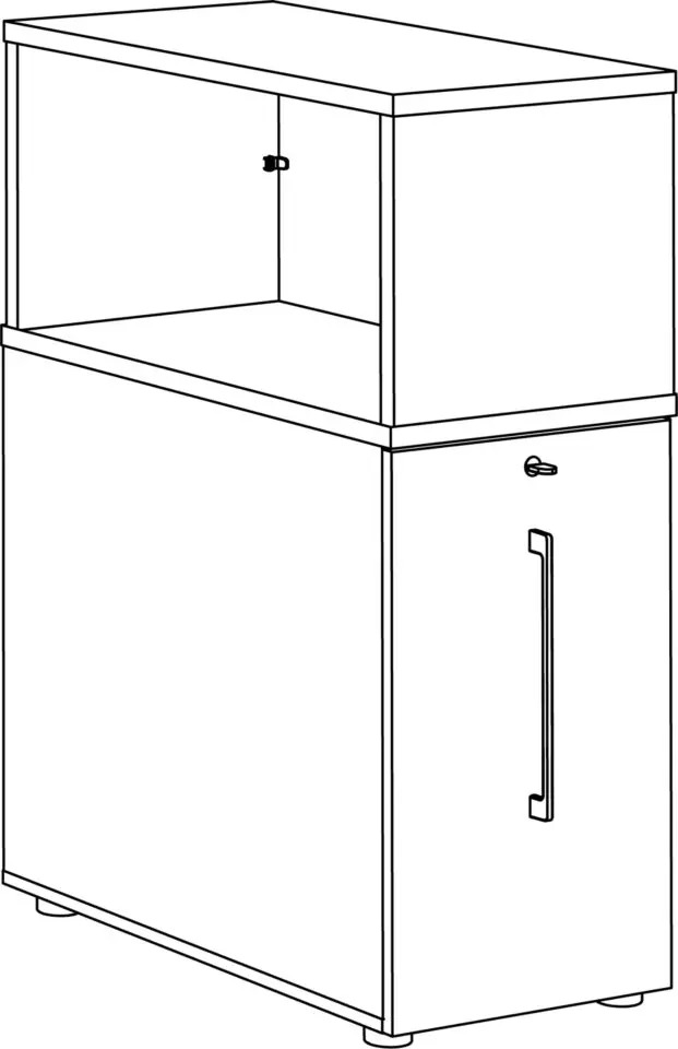 Sch&eacute;ma du meuble Menta &agrave; niche ouverte et porte battante, format colonne
