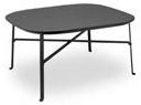 Table basse Meta carrée arrondie, plateau noir et piétement métal noir
