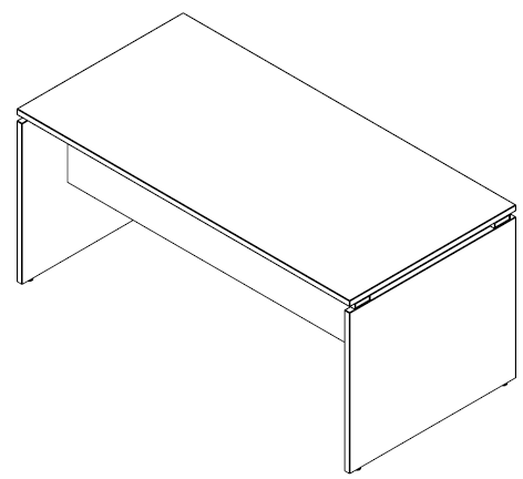 Sch&eacute;ma du bureau Meya droit avec voile de fond, vue en perspective