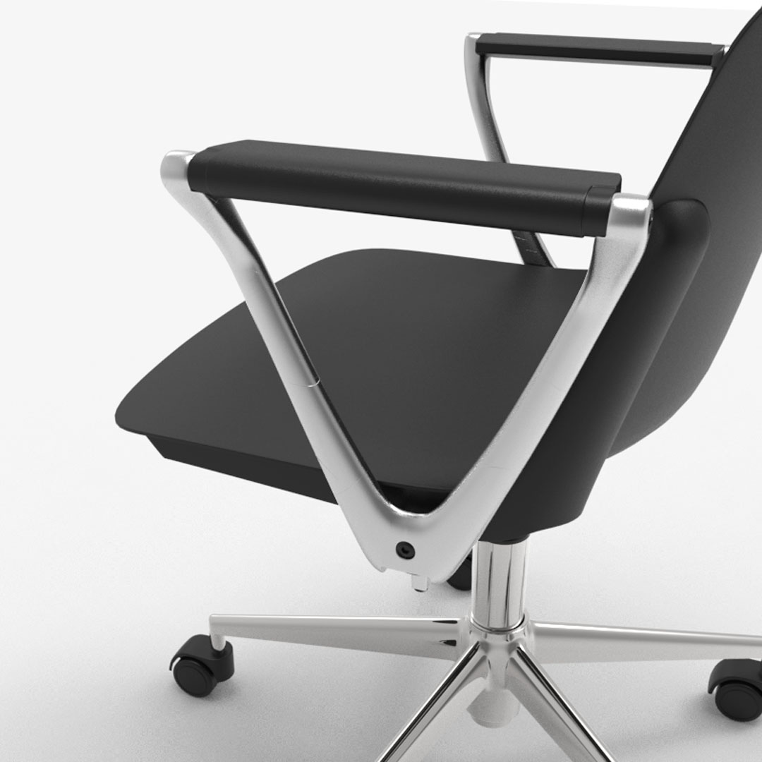 Détail de l'accoudoir aluminium de la chaise Minho Roller