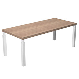 Bureau de direction Navia, plateau bois et pi&eacute;tement m&eacute;tal blanc